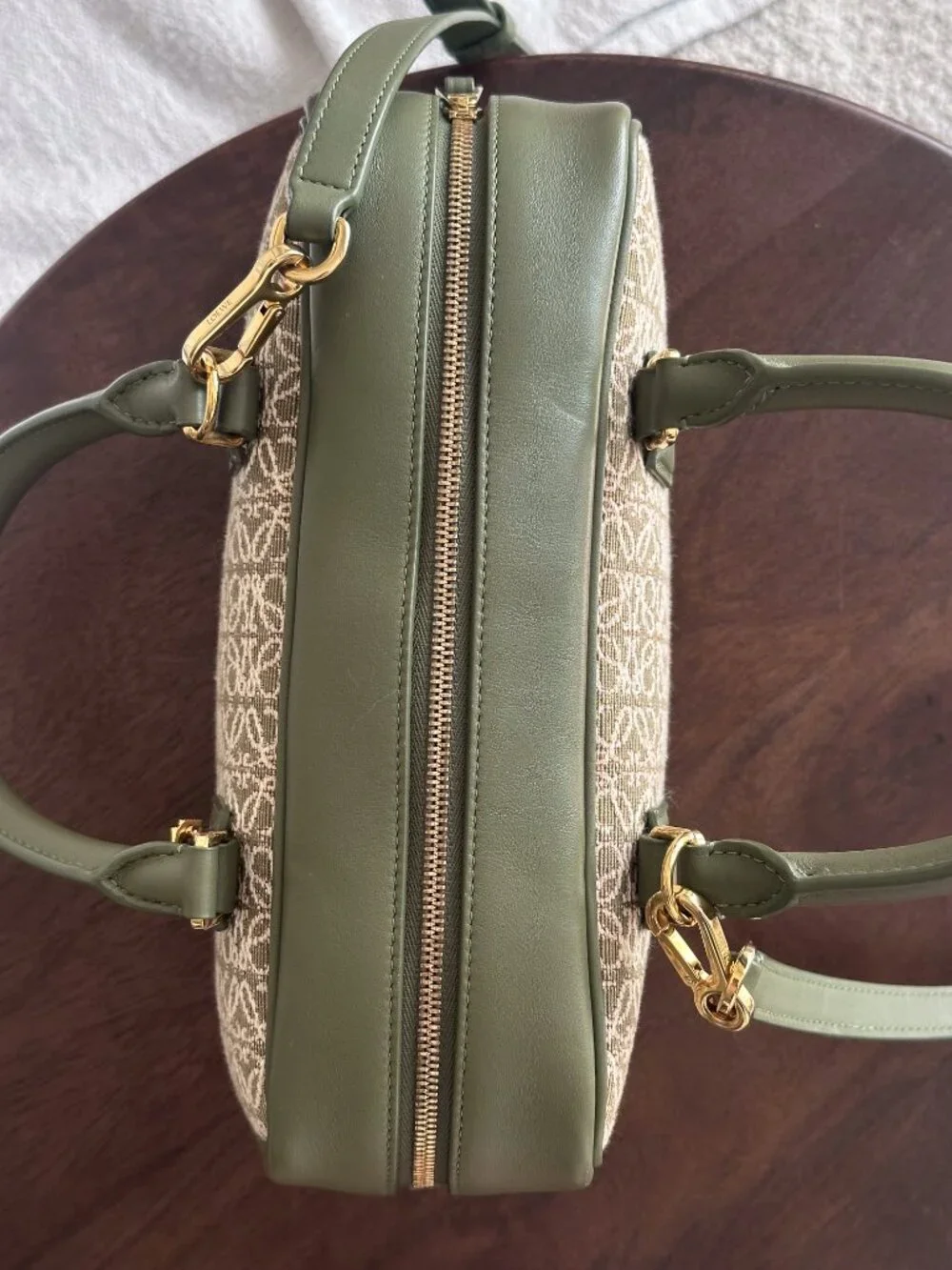 Loewe Jacquard Anagram Calfskin Amazona 23 in Avocado Green|Boston Top Handle - Picture 7 of 16